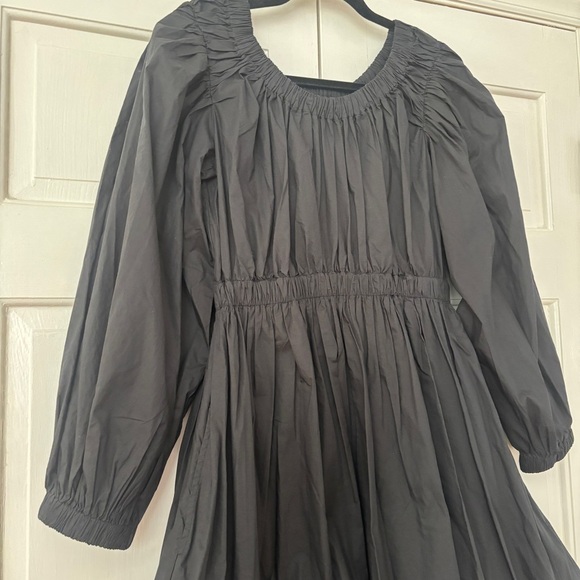Ulla Johnson Black Martine Mini Dress Noir Bubble Hem Long Sleeve Bateau Size 2 - Picture 5 of 15